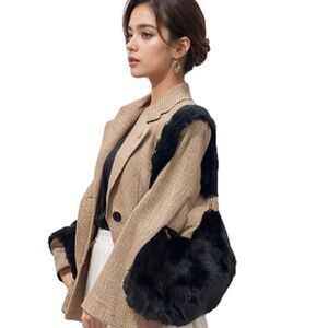 DEVORAH'S SECRET Black Stylish Faux Fur Bag